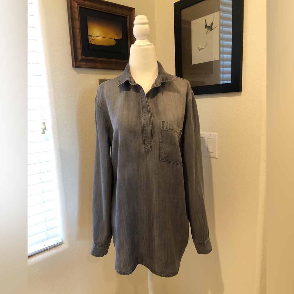 Anthropologie Cloth & Stone Chambray Denim Long Sleeve Tunic - Medium